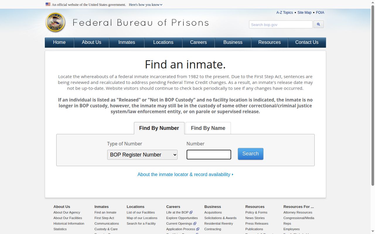 Federal BOP release locator for Rockingham County cases
