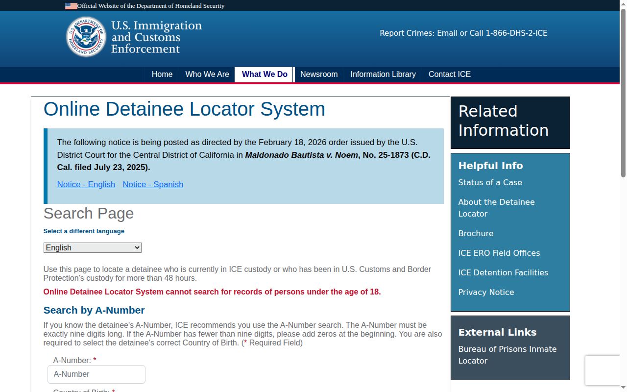 ICE detainee and recent release locator for Rockingham County